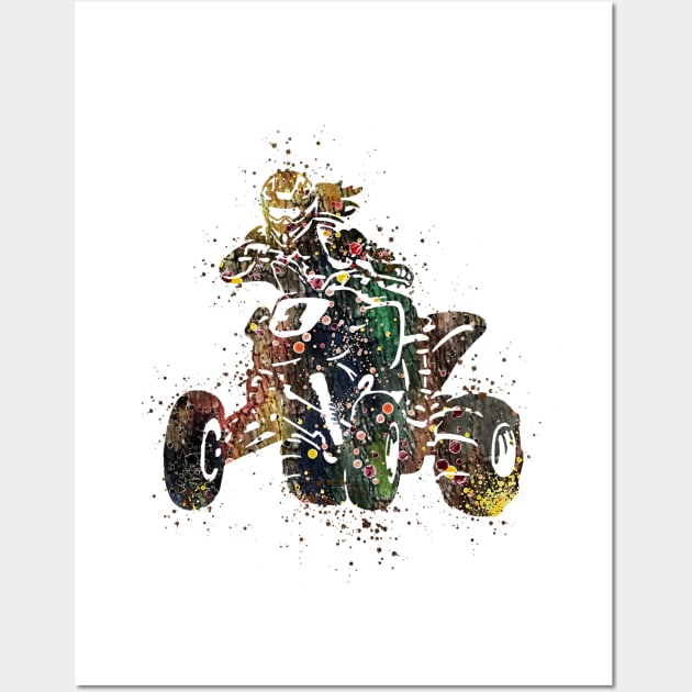 Four Wheeler ATV Riding Girl Watercolor Wall Art by LotusGifts